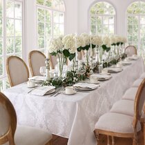 Westlane Linens Damask Table Cloth Elegant 100% Cotton Plain Satin Band Table Linen White 137x178 cm 54x70 