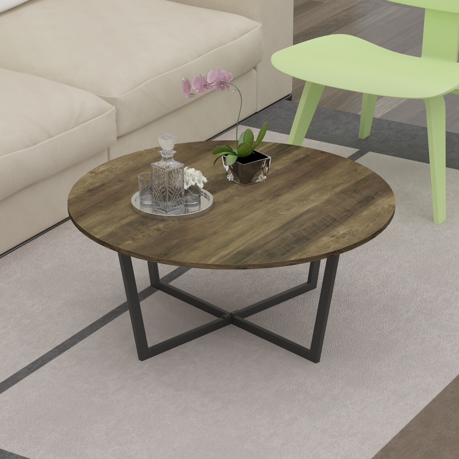 Modern Wood Coffee Table End Table Round Dining Table Living Room Furniture 