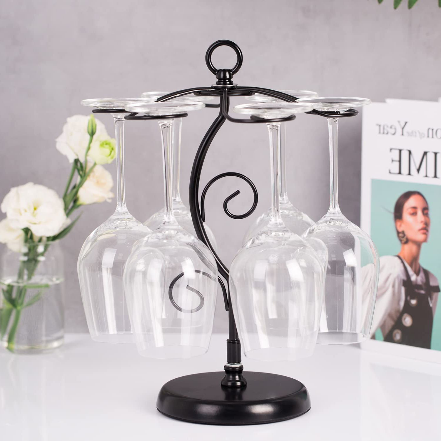 Red Barrel Studio® Anuja Tabletop Wine Glass Rack in Black Wayfair