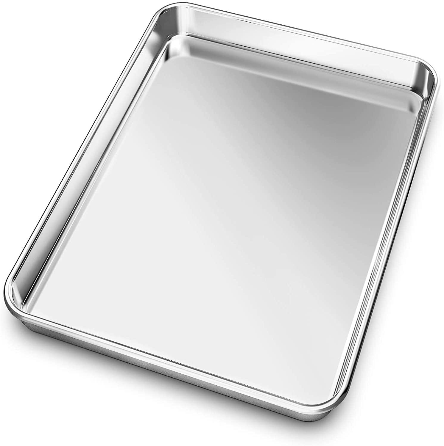 Set of 2 Small Stainless Steel Baking Sheet Pan for Cookie,Non Toxic&Healthy 