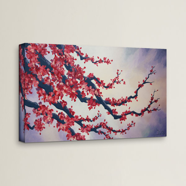 World Menagerie Red Cherry Blossom By Shiela Gosselin Framed