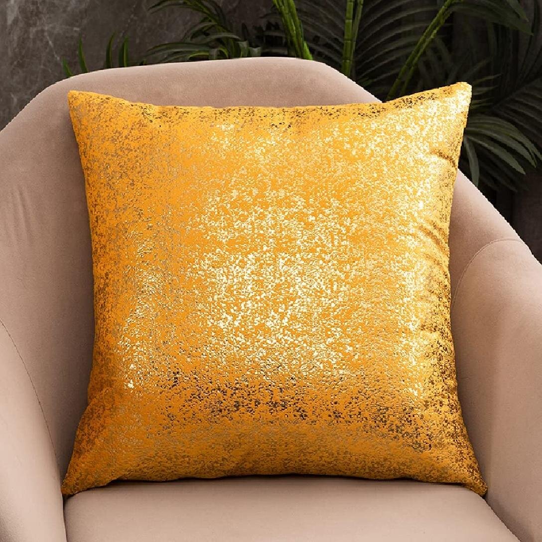 18" Polyester Gold Shining Printed Pillow Case Sofa Cushion Cover Home Decor 