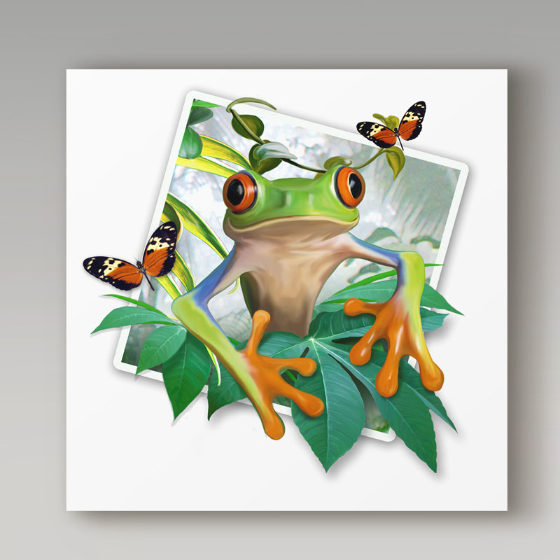 Trademark Art Green Frog Photograph Acrylic Painting Print On Wrapped Canvas Wayfair