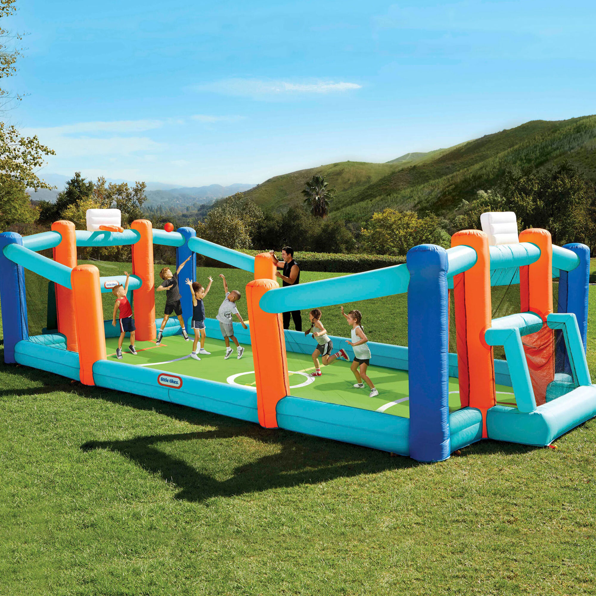 little tikes bouncy castle basketball