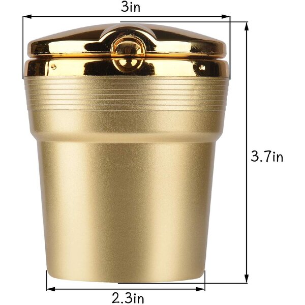 Alloy Plating Car Ashtray Mini Detachable Multi-function Car Cigar Ashtray Smokeless Cylinder Cup Holder With Blue LED Light Indicator Smokeless Fireproof for All Car,Home,Office
