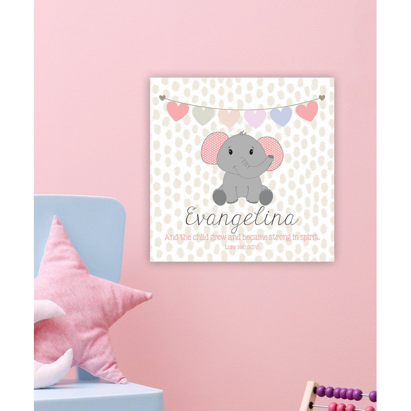 Zoomie Kids Avina Cute Elephant Personalized Name Wall Decor Wayfair