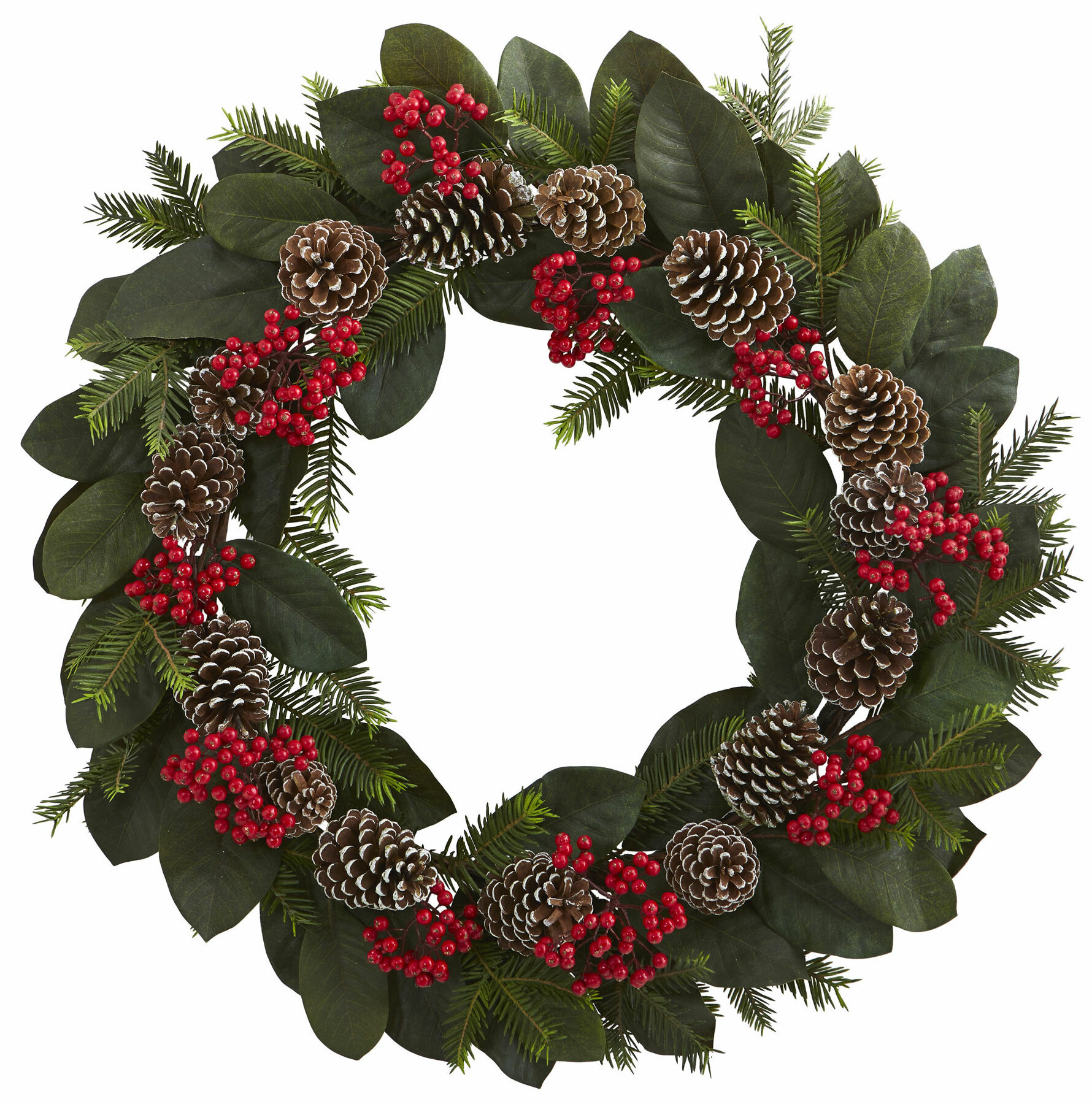 ...this berry pine artificial wreath will easily blend in any seasons and e...