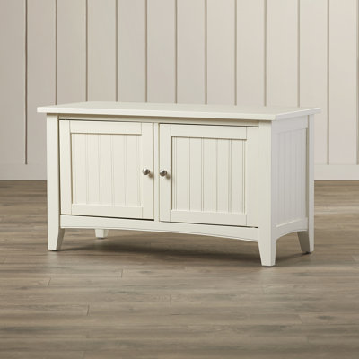 August Grove Bel Air Wood Storage Bench Color Ivory