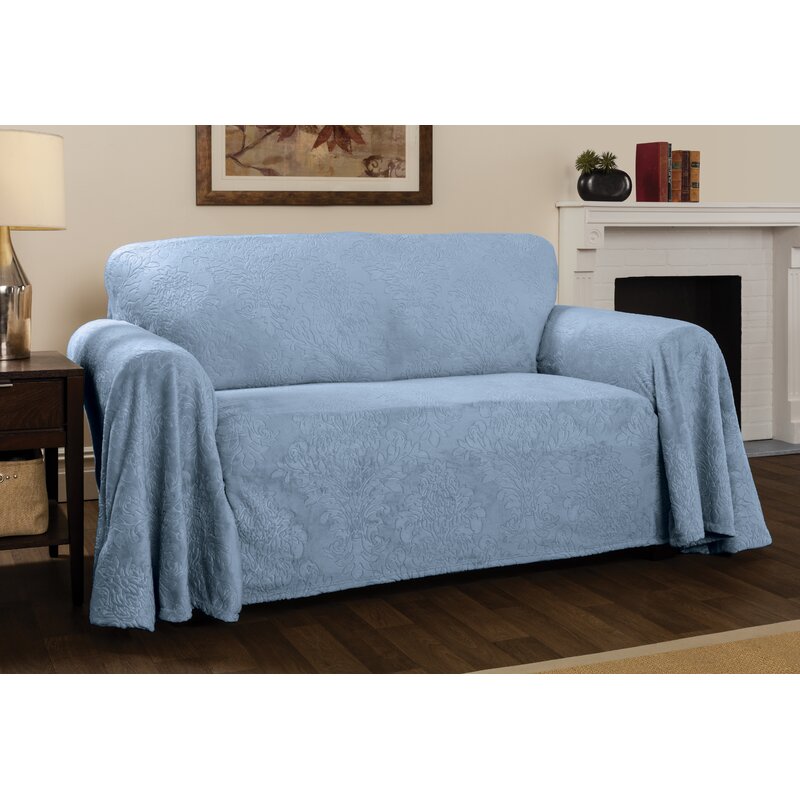 Winston Porter Plush Damask Throw Loveseat Slipcover Reviews Wayfair Ca