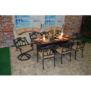 Go to store & view more images Keefe Tree 9 Piece Sunbrella Dining Set with Cushions by Bayou Breeze