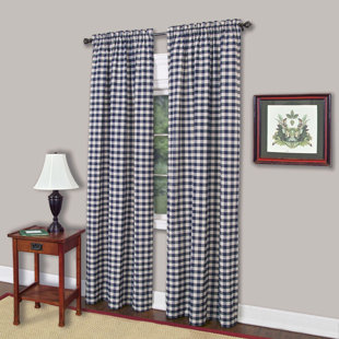 Navy Buffalo Plaid Curtains Wayfair