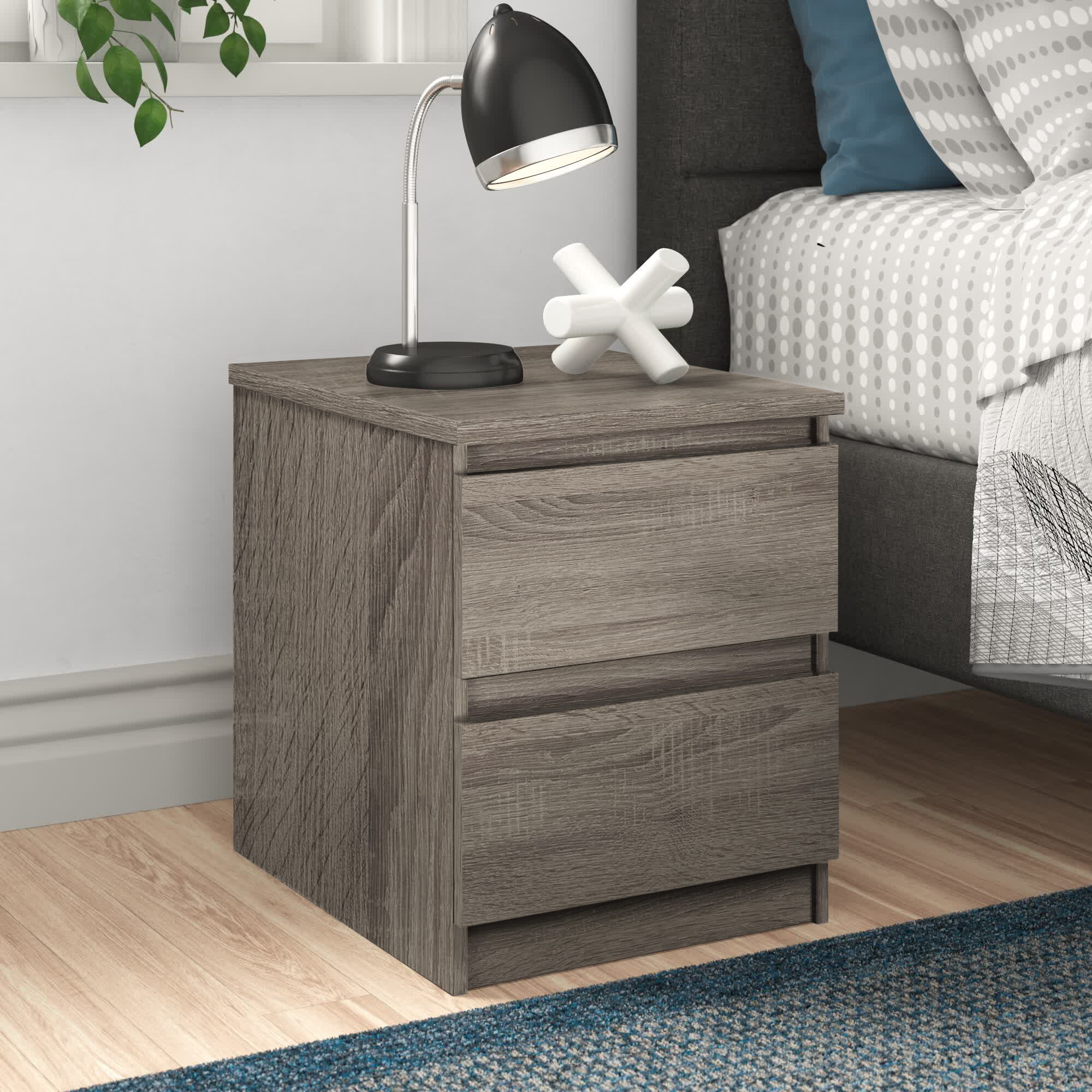 2 Drawer Small Chest Cabinet With Removable Legs Bedroom Modern Bedside Table 
