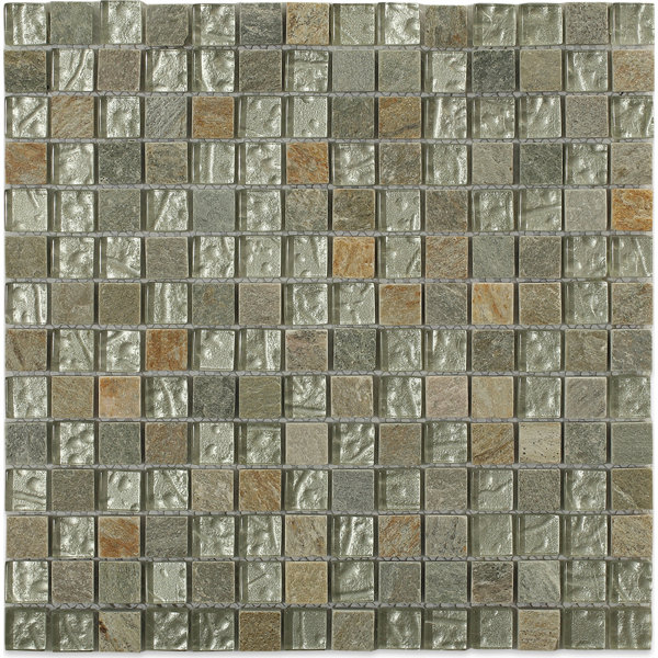 Ivy Hill Tile Tectonic Squares Quartz 0 8 X 0 8 Marble Mosaic Tile In Green Brown Wayfair