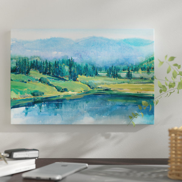 East Urban Home Mountain Lake Ii Watercolor Painting Print On