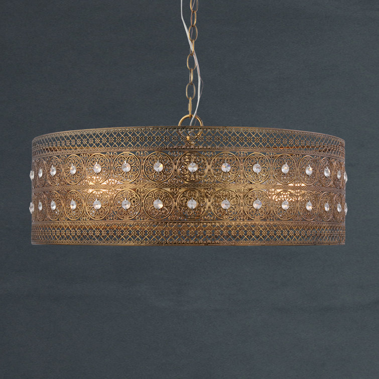 Kelly Clarkson Home Josie 3 Light Unique Drum Chandelier With Crystal Accents Reviews Wayfair