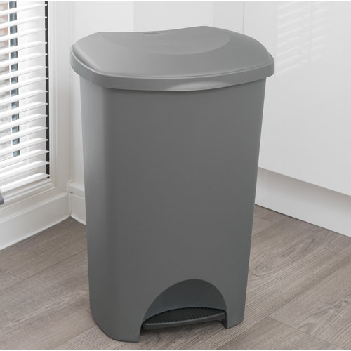 Family Kitchen 50 Litre Step on Rubbish Bin Wayfair Basics Colour: Metallic Silver