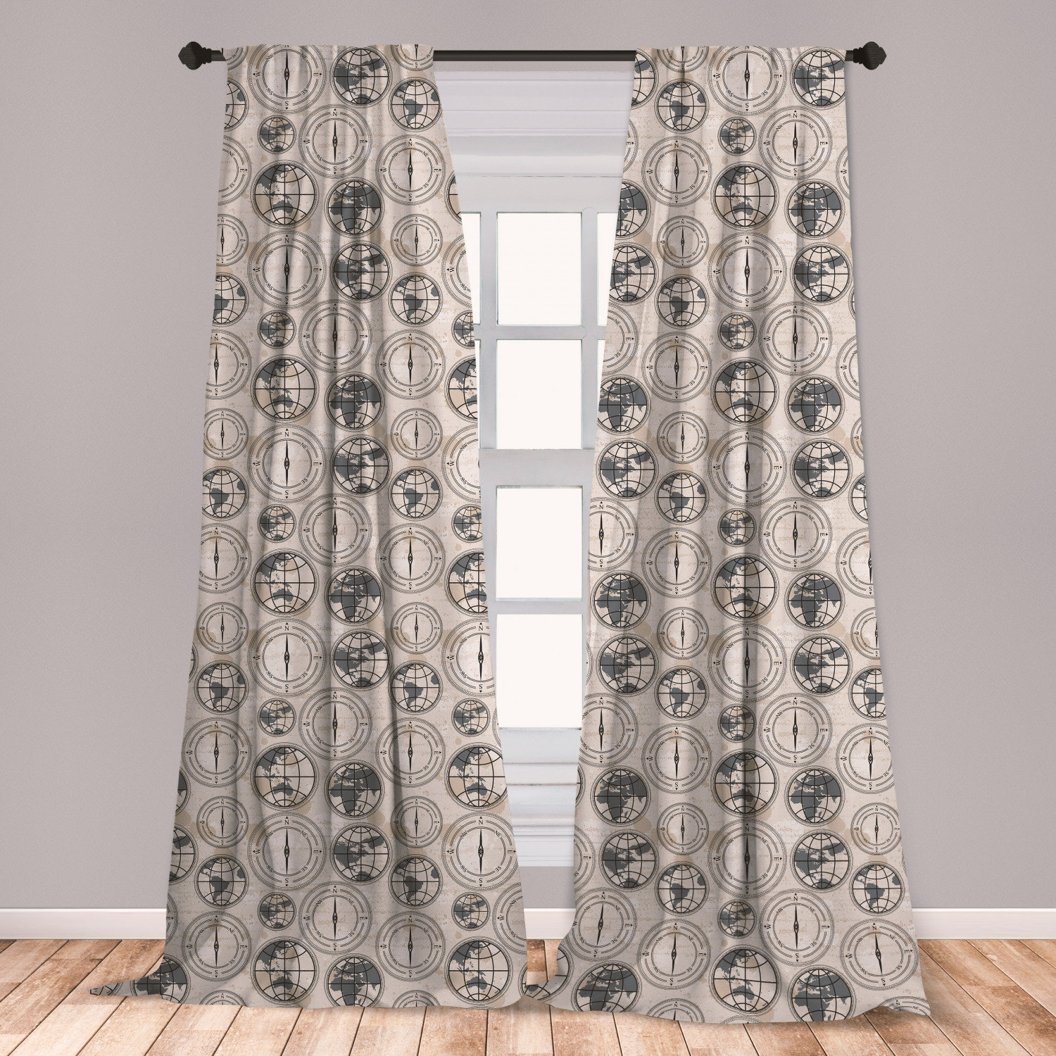 East Urban Home Ambesonne Compass Window Curtains World Map