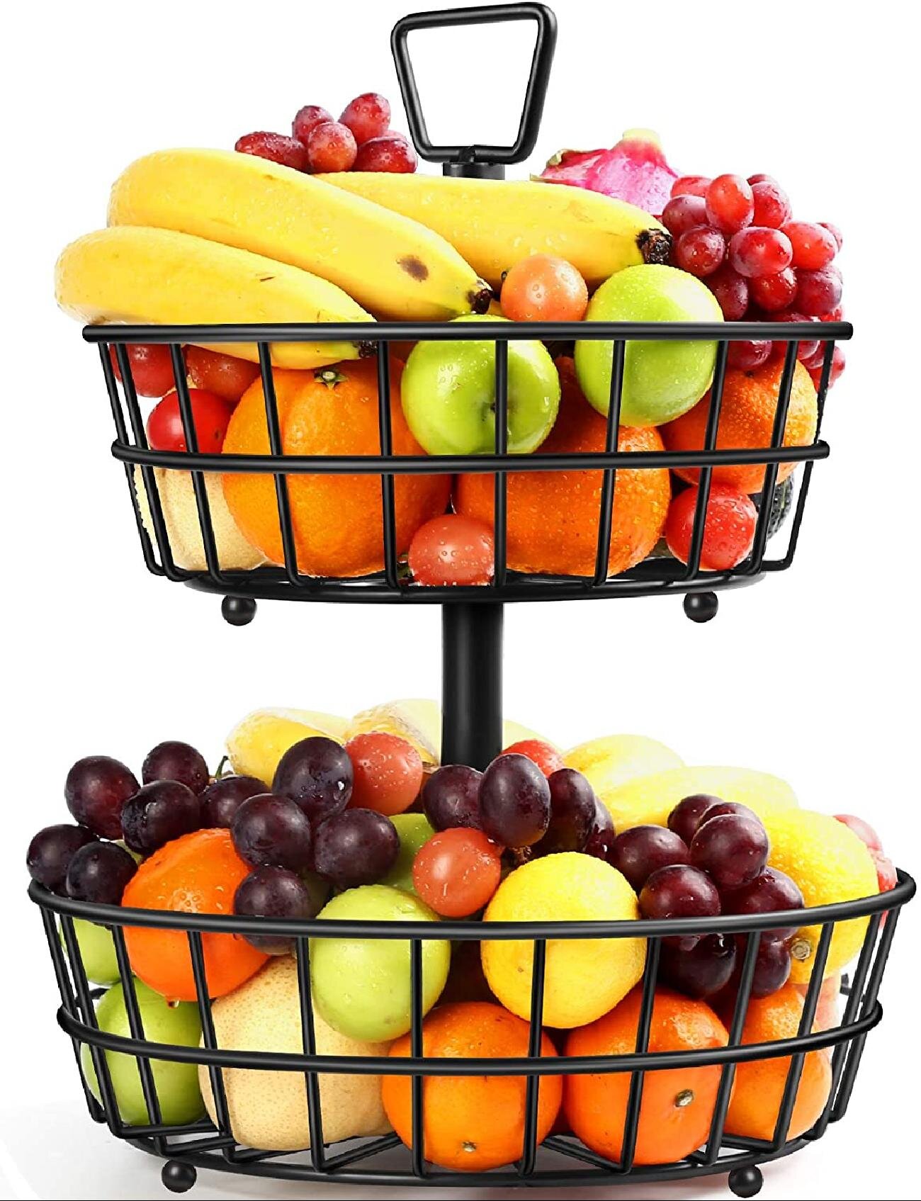 Prep Savour 2 Tier Fruit Basket Metal Fruit Bowl Bread Baskets Detachable Fruit Holder Produce Basket Large Fruit Stand Organizer Kitchen Storage Baskets For Fruits Breads Vegetables Snacks Wayfair