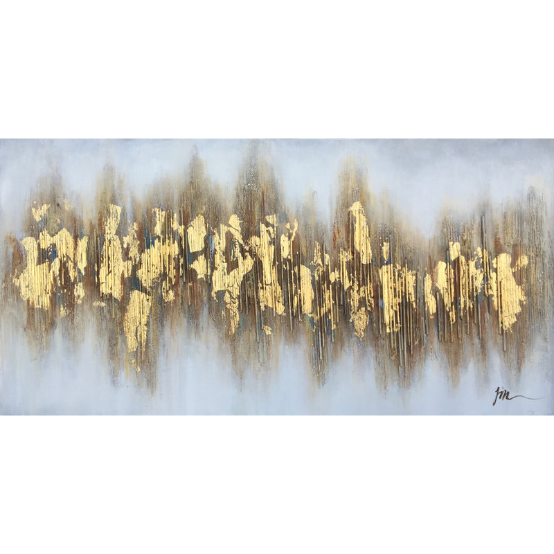 Mercer41 Beaming Gold Flakes Oil Painting Print On Wrapped