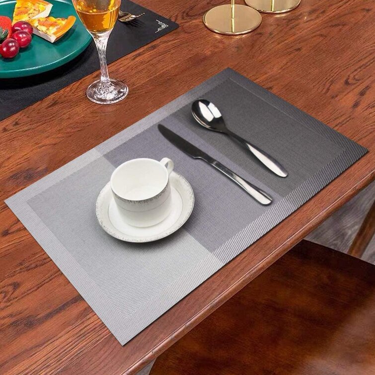 Set of 4 PVC Placemats Non-Slip Heat Insulation Dining Table Place Mats Gray 