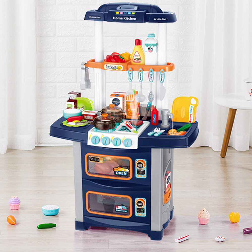 Role Play Kids Kitchen Playset With Real Cooking And Simulation Spray 