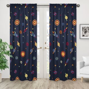 3D Blockout Curtain 2Panels Set Drapes Fabric Window-Universe Outer Space Scenic 