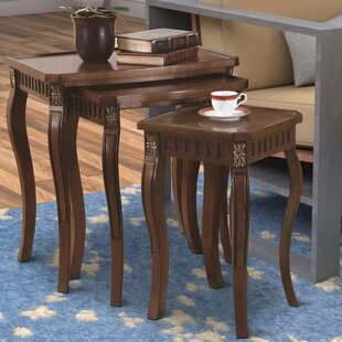 Emberto 23.75'' Tall Solid Wood Pedestal Nesting Tables by Astoria Grand