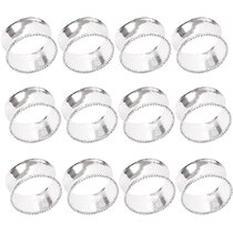 COTTON CRAFT Set of 12 Handmade Beaded Nest Silver Round Napkin Rings