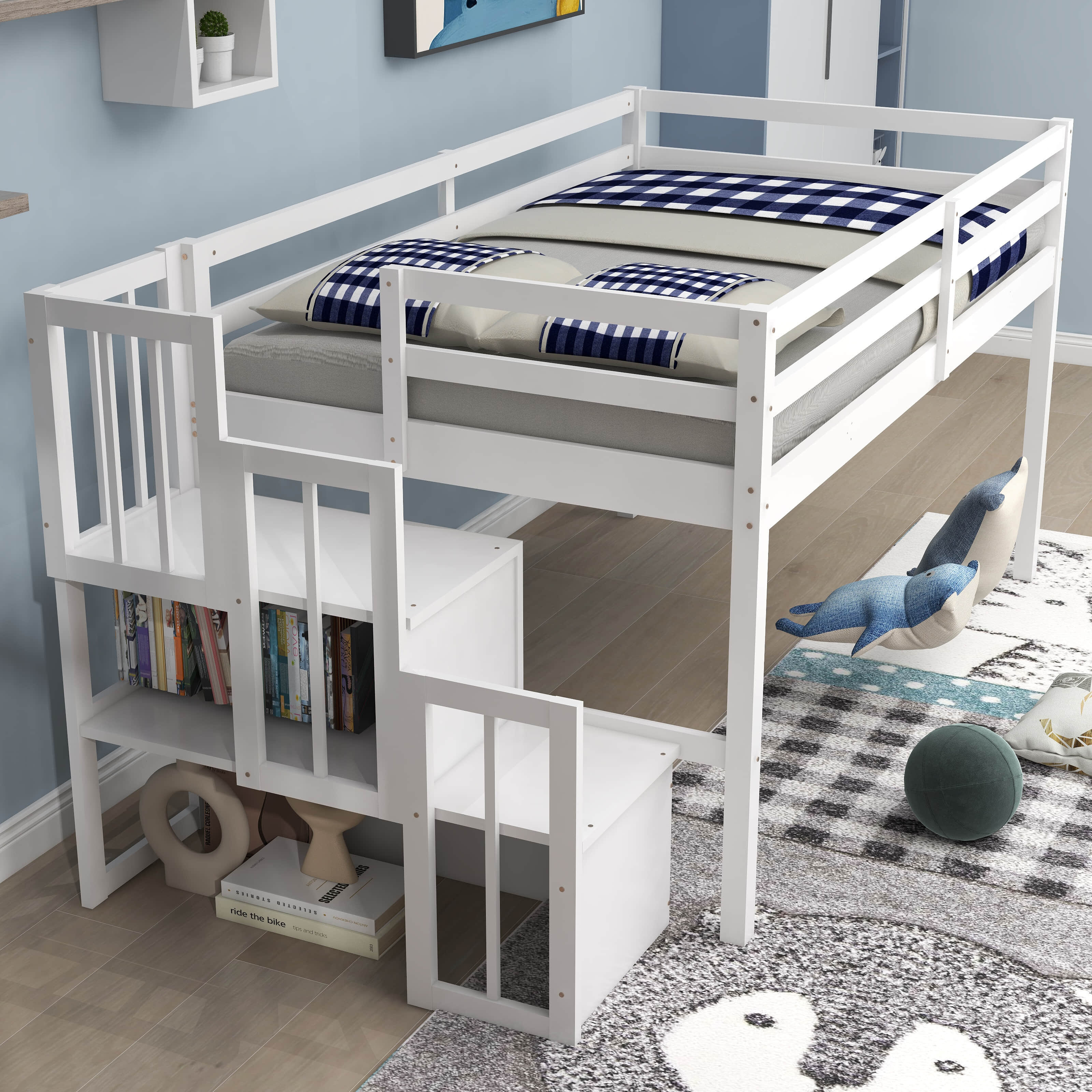 Harriet Bee Darolyn Twin Loft Bed with Shelves by Harriet Bee | Wayfair