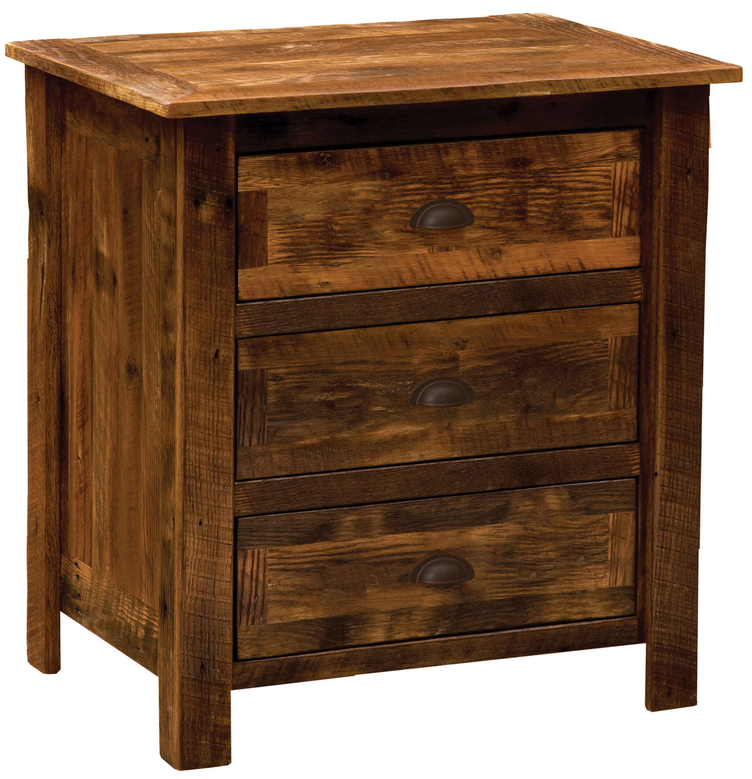 Union Rustic Doliver Barnwood 3 Drawer Nightstand Wayfair