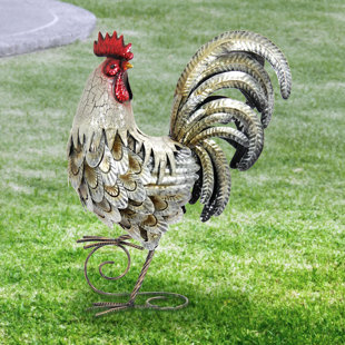 French Country Rooster Statue Wayfair Dowdle Metal Rooster Statue