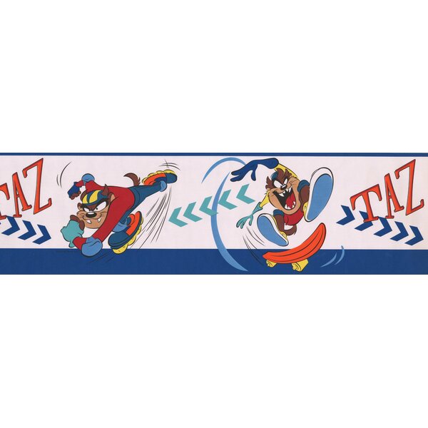Retroart Taz On Skateboard And Rollerblades Looney Tunes Disney Cartoon 30 X 7 Wallpaper Border Wayfair