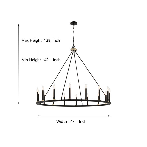 16 Light Candle Style Wagon Wheel Chandelier