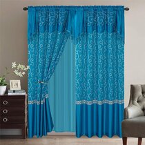 Dining Room Bedroom Burgundy and Sliding Doors Briana Elegant Home Window Curtain Drapes All-in-One Set with Valance & Sheer Backing & Tassels for Living Room