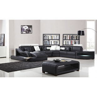 Deanne Leather Modular Sectional by Orren Ellis Today Sale Only