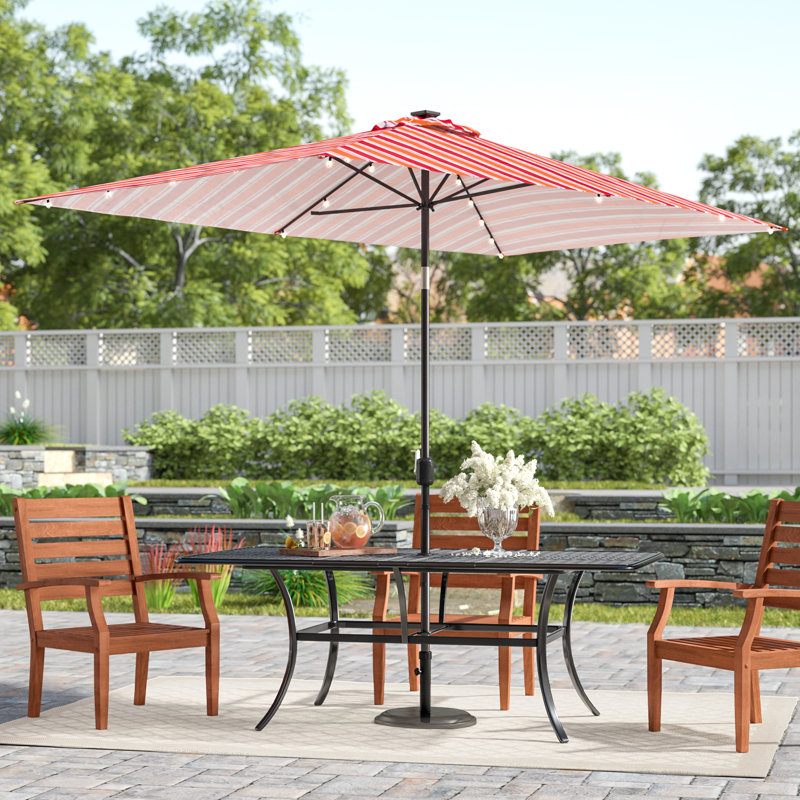 Red Barrel Studio Grieco Patio Solar Powered Led Lighted 6 5 X 10 Rectangular Market Umbrella Wayfair