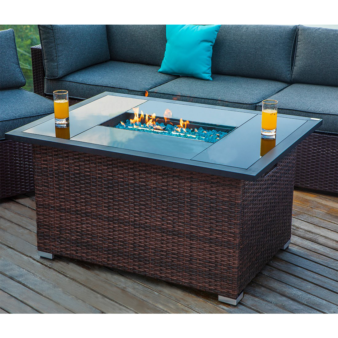 wicker fire table