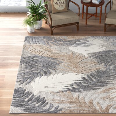 Hernandez Floral Beige/Gray/Brown Indoor & Outdoor Area Rug