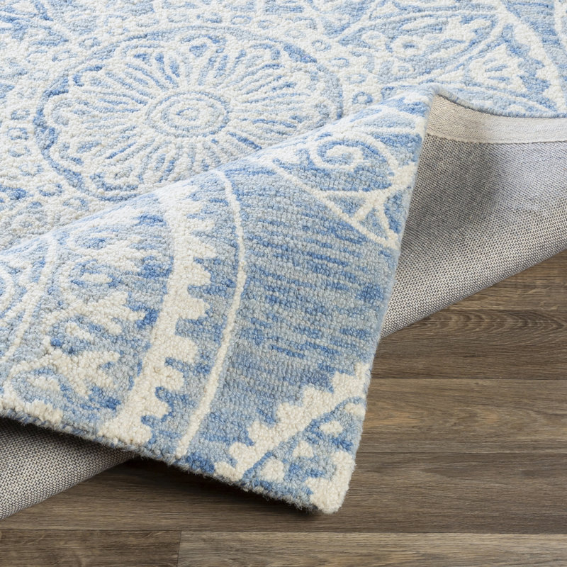 Bungalow Rose Hyer Handmade Tufted Wool Taupe Blue Gray Rug Wayfair