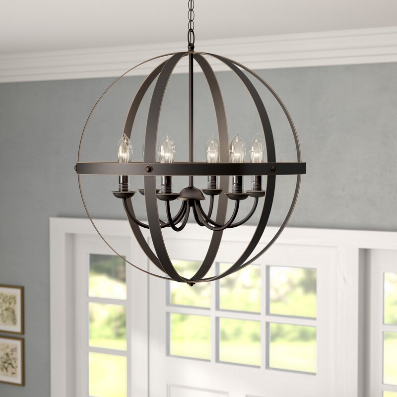 Gracie Oaks Genna 6 Light Lantern Globe Chandelier Reviews Wayfair