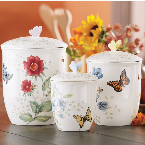 Lenox Butterfly Meadow 3 Piece Storage Jar Set & Reviews ...