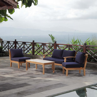 Go to store & view more images Elaina 5 Piece Teak Sectional Set with Cushions by Beachcrest Home