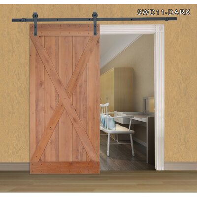 Calhome Paneled Wood Finish Barn Door Without Installation