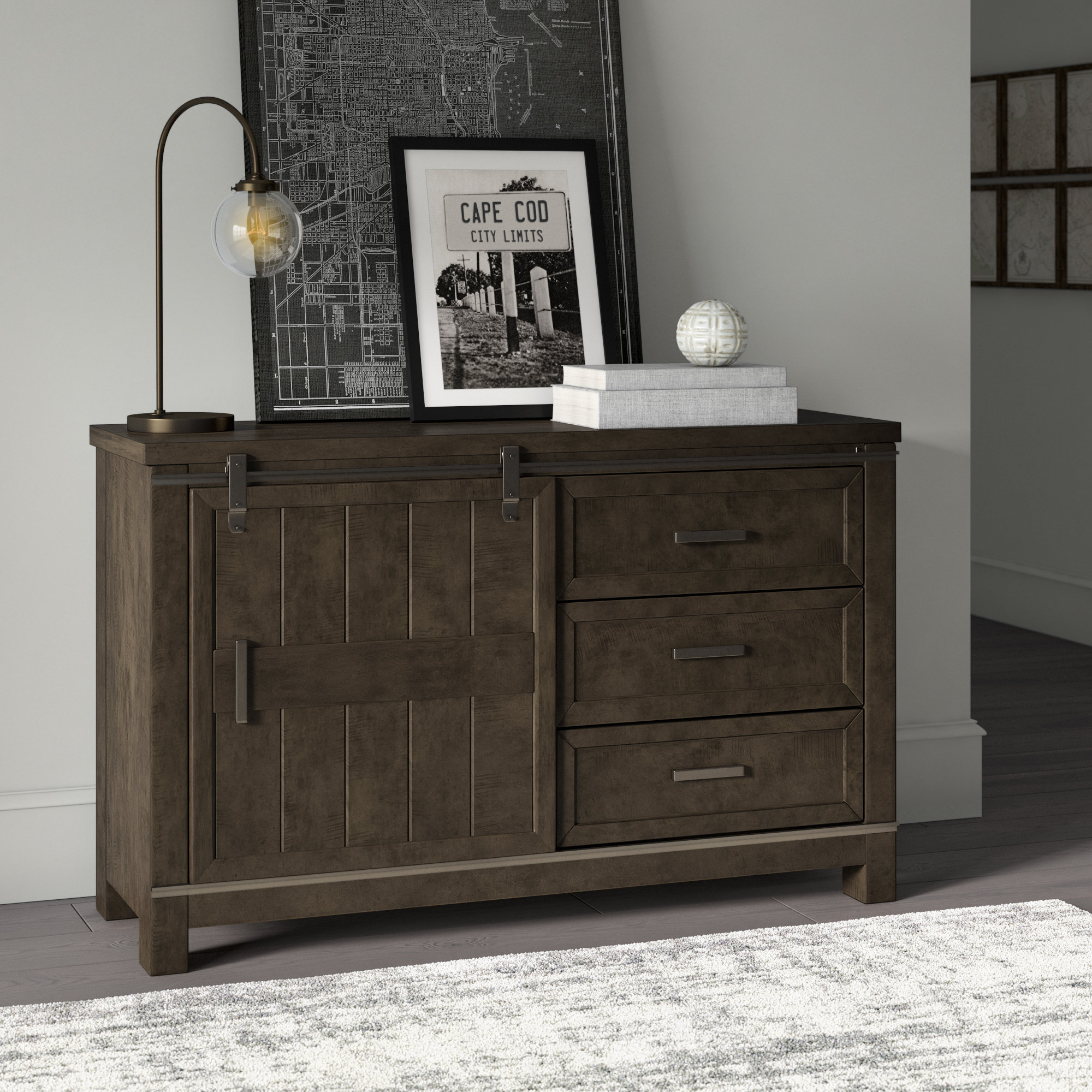 Pine Woodstock 3 drawer bedside Wooden Knobs Traditional