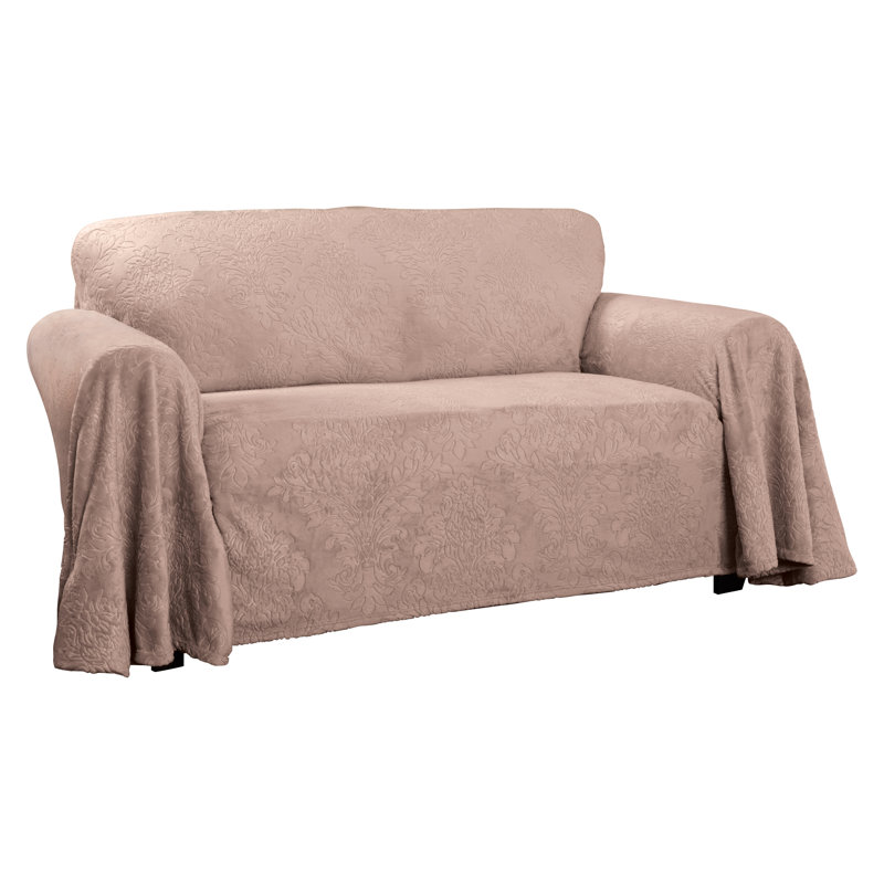 Winston Porter Plush Damask Throw Sofa Slipcover Reviews Wayfair Plush Damask Throw Sofa Slipcover