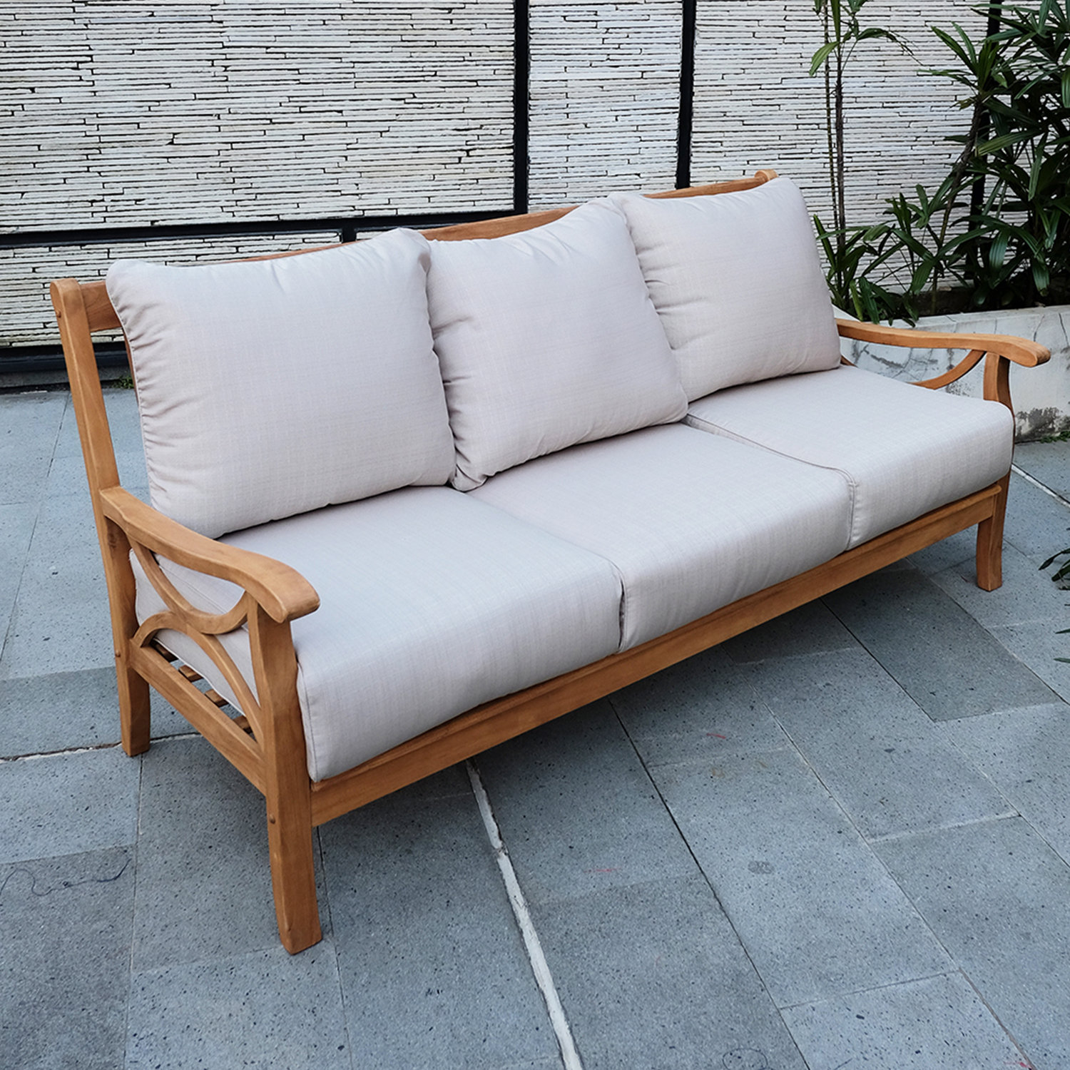 Brunswick Teak Patio Sofa With Cushions Reviews Joss Main