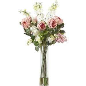 Rose, Delphinium and Lilac Silk Floral Arrangements in Pink