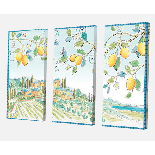 East Urban Home Mediterranean Village Field I Painting Multi Piece Image On Wrapped Canvas Wayfair