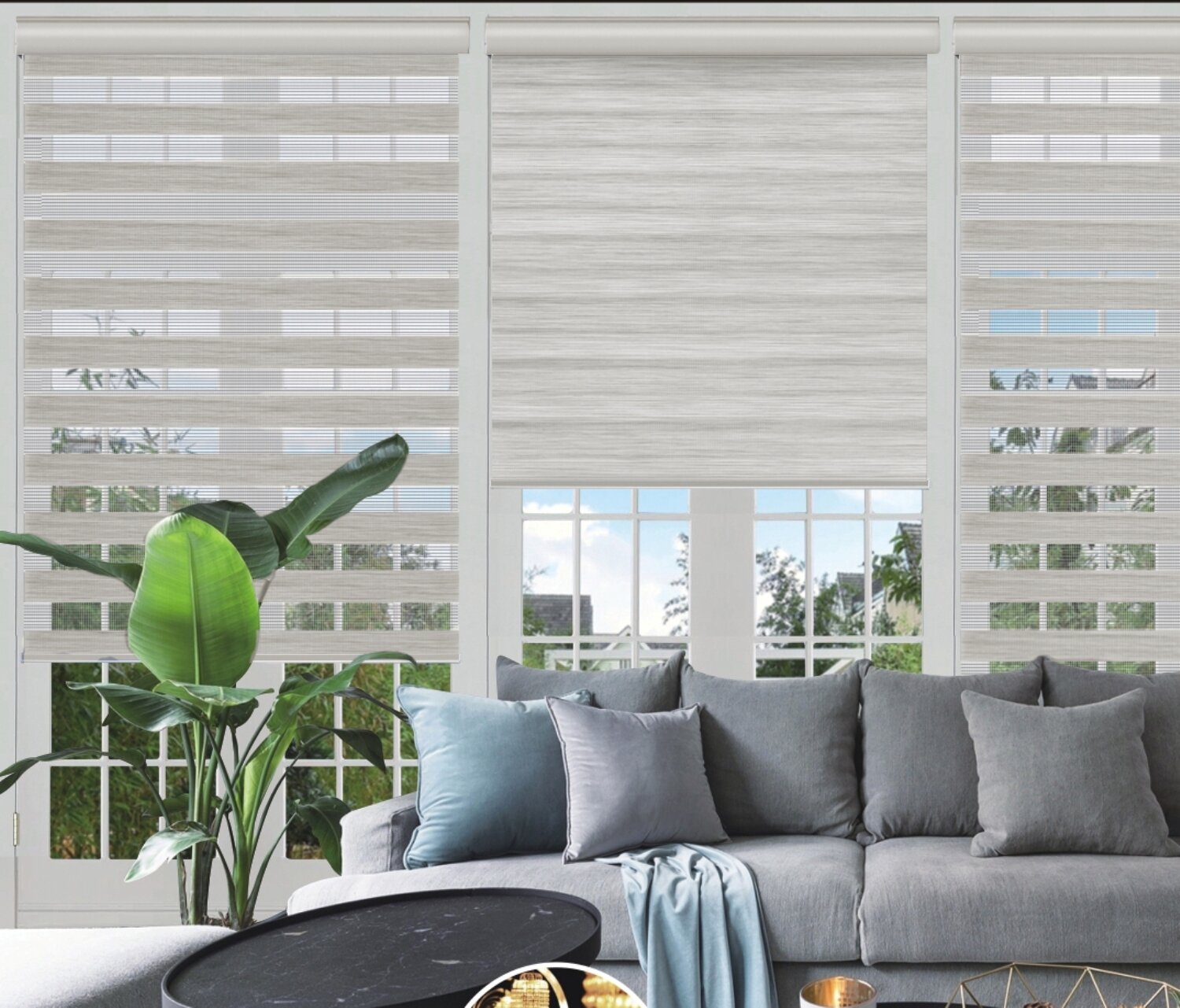 Roman Blind double-blind Brown Window Roller Blinds Adjustable Zebra Blind Curtains 