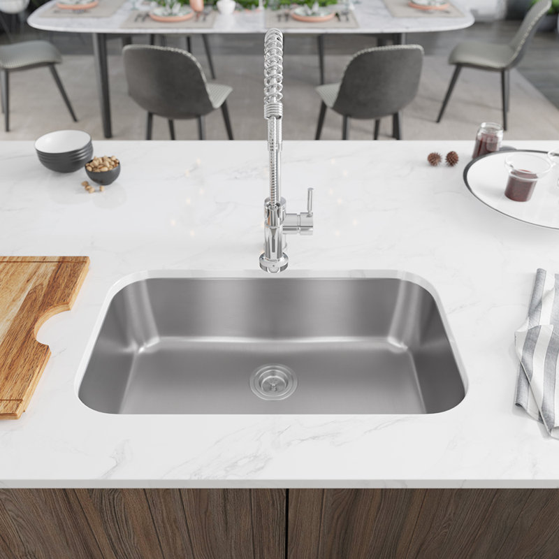 René 30 L X 18 W Undermount Kitchen Sink With Basket Strainer Wayfair